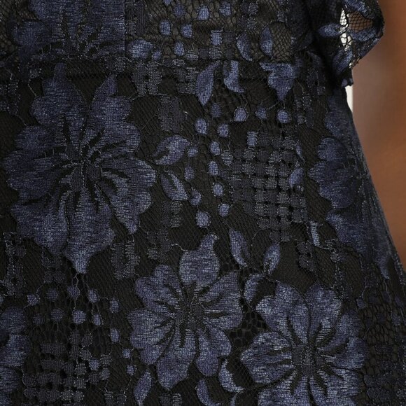 NWT Lulus Divinely Dramatic Black and Navy Blue Lace Midi Dress - Picture 6 of 9